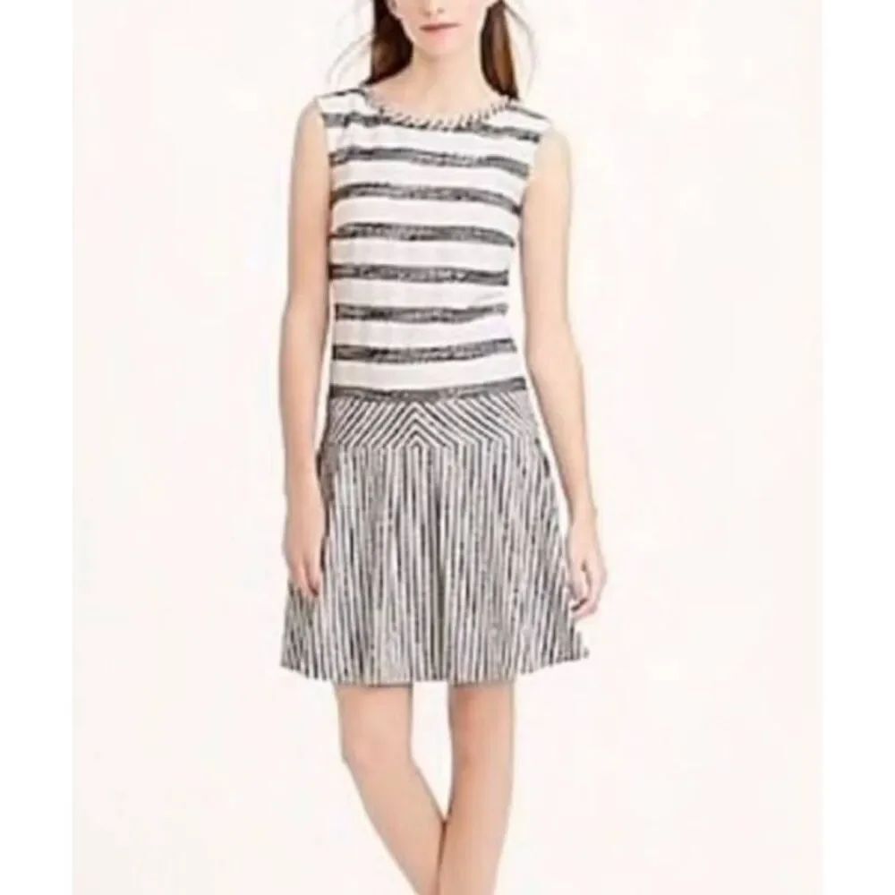 J. Crew Tweed Striped Drop Waist Dress Size 6